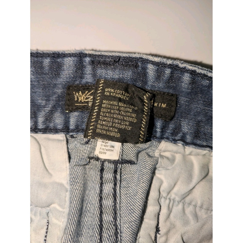Mossimo Premium Denim Jeans Womens 10 Blue Flare Wide Leg Trouser Mid Rise Y2K - Picture 10 of 10